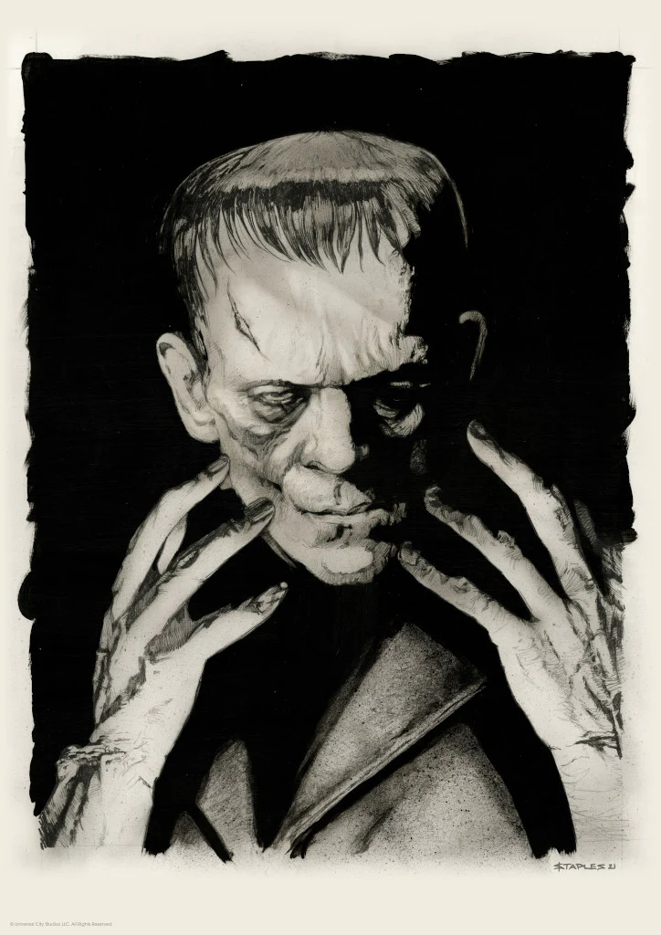 Dracula and Frankenstein Original Portrait Print Set - Image 3